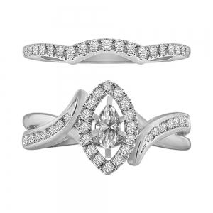 0.50CT. CENTER AND 1.17CT. T.W. DIAMOND "DIANI-COLLECTION" MARQUISE HALO SET IN 14K GOLD
