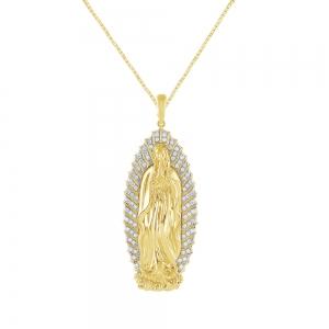 1.00 CT. T.W. 2.70" DIAMOND LADY OF GUADALUPE PENDANT IN 14K GOLD