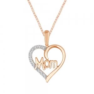 Novello Lab-grown Diamonds Mom Heart Pendant - 0.08 Ct. T.w. In 10k Rose Gold