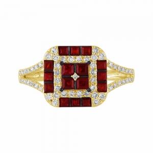 0.35CT. T.W. DIAMOND 1.00CT RUBY RING IN 14K GOLD