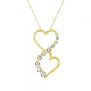 0.35 CT T.W. Diamond Heart-shaped Infinity Pendant In 10KT Yellow Gold