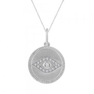 Bella By Ovani® Diamond Evil Eye Circle Pendant 0.10 Ct. T.w. in 10K White Gold