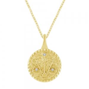 0.02CT. T.W. DIAMOND LIBRA ZODIAC PENDANT IN 10K GOLD
