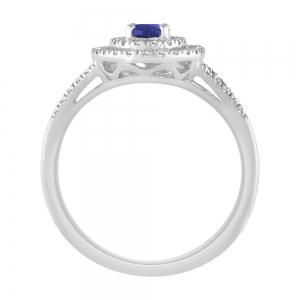 Aanika V. Oval Sapphire Double Halo Diamond Ring - 0.25 Ct. T.w. thumbnail 3