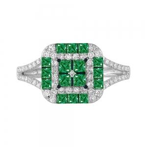 Aanika V. Square-cut Emerald Checkerboard Diamond Ring - 0.35 Ct. T.w. thumbnail 2