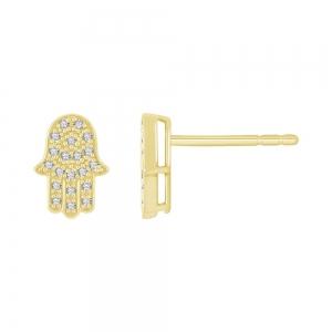 Hamsa Diamond Studs - 0.16 Ct. T.w. In 10k Yellow Gold