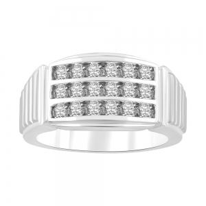 1.00 CT. T.W ULTIMATE VALUE LAB-GROWN 3 ROW DIAMOND GENTS RING
