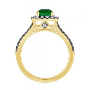 Aanika V. Emerald With Black Rhodium Accents Halo Diamond Ring - 0.75 Ct. T.w. thumbnail 3
