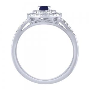 Aanika V. Oval Sapphire Double Halo Diamond Ring - 0.25 Ct. T.w. thumbnail 2