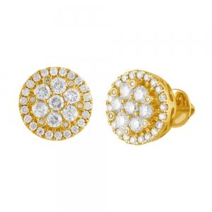 0.55 Ct. T.w. Diamond Round Halo Stud Earrings In 10Kt Yellow Gold