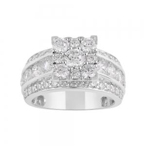 Novello Lab-grown Diamonds 3-row Bridal Ring - 3.15 Ct. T.w. In 14k White Gold