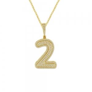 Number "2" Diamond Digit Pendant - 0.50 Ct. T.w. in 10K Yellow Gold