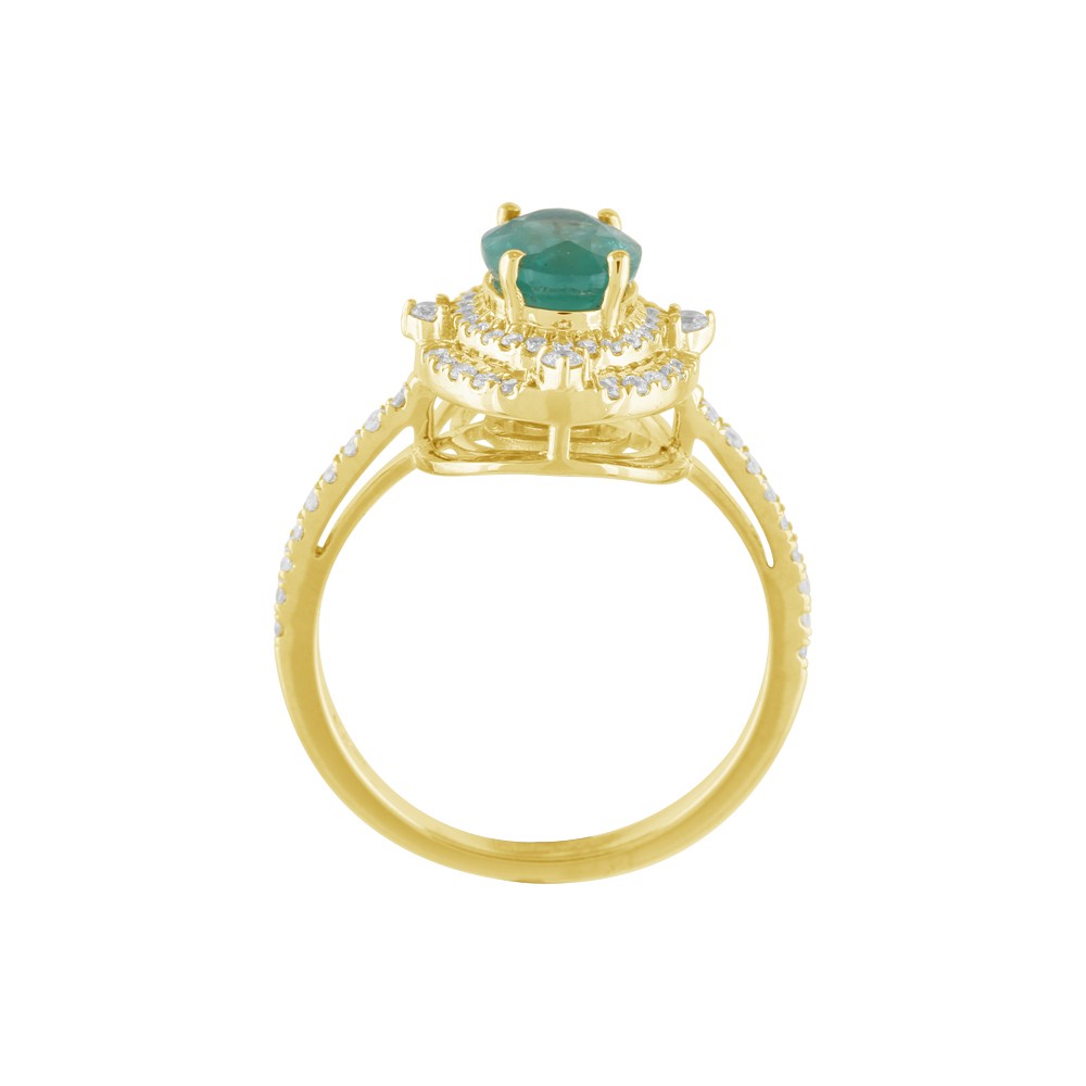 Aanika V. 0.4ct. T.w. Diamond 1.25ct Emerald Double Halo Ladys Ring thumbnail 3