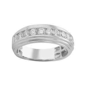 1.00 CT. T.W. "UV-NOVELLO" LABGROWN DIAMOND CHANNEL SET GENTS RING IN 10KT GOLD