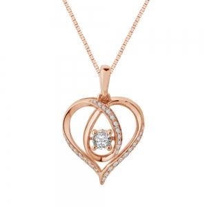 Ultimate Value® Lab-grown Diamonds Heart and Suspended Diamond with Swirl Accents Pendant - 0.50 Ct. T.w. in 10K Rose Gold