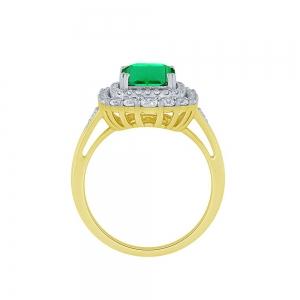 Aanika V. Emerald And Diamond Double Halo Ring - 0.75 Ct. T.w. thumbnail 3