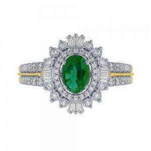 Aanika V.  Oval Emerald Double Halo Diamond Ring - 0.50 Ct. T.w. thumbnail 2
