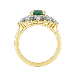 Aanika V.  Emerald Floral Diamond Cocktail Ring - 0.90 Ct. T.w. thumbnail 3