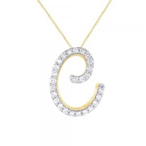 Novello Lab-grown Diamond Letter C Initial Pendant - 0.13 Ct. T.w. In 10kt Yellow Gold