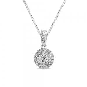 Novello Lab-grown Diamonds Halo Pendant 0.50 Ct. T.w. in 14K White Gold