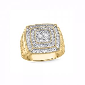 Novello Lab-grown Diamonds Nested Squares Men's Ribbed Shank Ring - 2 Ct. T.w. thumbnail 2