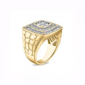 Novello Lab-grown Diamonds Nested Squares Men's Ribbed Shank Ring - 2 Ct. T.w. thumbnail 3