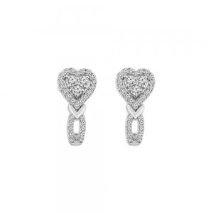 Novello Lab-grown Diamonds Heart and Link Drop Earrings 1 Ct. T.w. in 14K White Gold