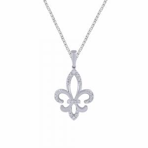 Novello Lab-grown Diamonds Fleur-de-lis Pendant - 0.12 Ct. T.w. In 10k White Gold