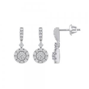 Novello Lab-grown Diamonds Dangling Halo Screw Studs - 0.48 Ct. T.w. In 10k White Gold