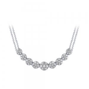 Novello Lab-grown Diamonds Graduated Cluster Necklace - 1 Ct. T.w. In 14k White Gold