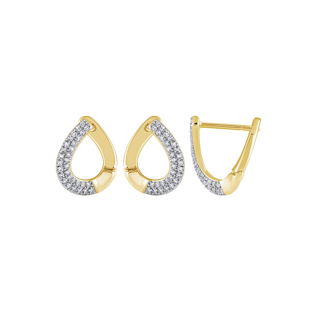Bella by Ovani® Lab-grown Diamonds Curved Teardrop Huggie Hoops - 0.25 Ct. T.w. In 10k Yellow Gold