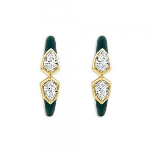 Novello Lab-grown Diamond Enamel Hoops 1.05 Ct. T.w. in 14K Yellow Gold