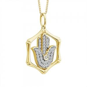 1/4 Ct. T.w. Lab-grown Diamond Hamsa Hand Pendant thumbnail 2