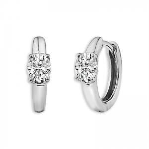 Novello Solitaire Accent Hoops 0.85 Ct. T.w. in 14K White Gold