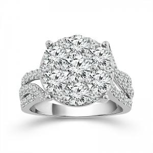 Novello Lab-grown Diamonds Composite Flower Ring 3.20 Ct. T.w. in 14K White Gold