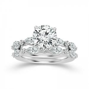 Novello Lab-grown Diamonds Bridal Set - 3.31 Ct. T.w. in 14K White Gold (IGI-certified Diamonds)