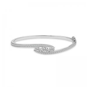 Novello Lab-grown Diamonds 3-stone Bangle 1.65 Ct. T.w. in 14K White Gold