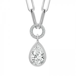 Novello Lab-grown Diamonds Pear Solitaire Pendant - 1.39 Ct. T.w. in 14K White Gold (IGI-certified Diamonds)