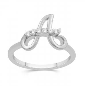 Love Spell® Lab-grown Diamonds Letter A Initial Ring - 0.10 Ct. T.w. in Sterling Silver