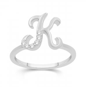 Love Spell® Lab-grown Diamonds Letter K Initial Ring - 0.10 Ct. T.w. in Sterling Silver