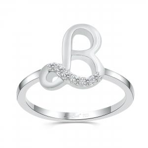 Love Spell® Lab-grown Diamonds Letter B Initial Ring - 0.10 Ct. T.w. in Sterling Silver