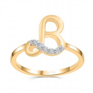 Love Spell® Lab-grown Diamonds Letter B Initial Ring - 0.10 Ct. T.w. In Vermeil