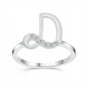Love Spell® Lab-grown Diamonds Letter D Initial Ring - 0.10 Ct. T.w. in Sterling Silver