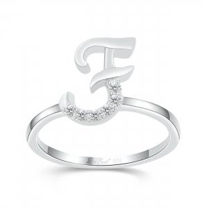 Love Spell® Lab-grown Diamonds Letter F Initial Ring - 0.10 Ct. T.w. in Sterling Silver