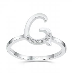 Love Spell® Lab-grown Diamonds Letter G Initial Ring - 0.10 Ct. T.w. in Sterling Silver