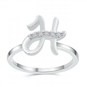 Love Spell® Lab-grown Diamonds Letter H Initial Ring - 0.10 Ct. T.w. in Sterling Silver