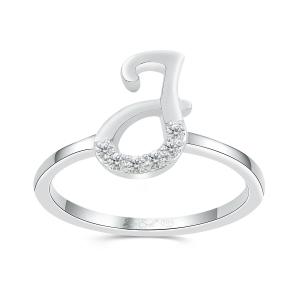 Love Spell® Lab-grown Diamonds Letter J Initial Ring - 0.10 Ct. T.w. in Sterling Silver