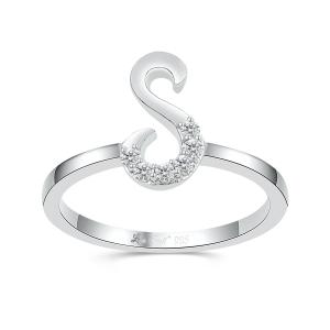 Love Spell® Lab-grown Diamonds Letter S Initial Ring - 0.10 Ct. T.w. in Sterling Silver