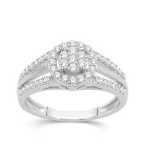 Love Spell® Lab-grown Diamonds Halo Composite Split Shank Ring - 0.50 Ct. T.w. in Sterling Silver