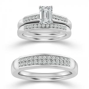 Novello Lab-grown Diamonds Emerald-cut Trio Set - 1.51 Ct. T.w. in 14K White Gold (IGI-certified Diamonds)